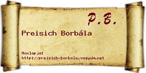 Preisich Borbála névjegykártya